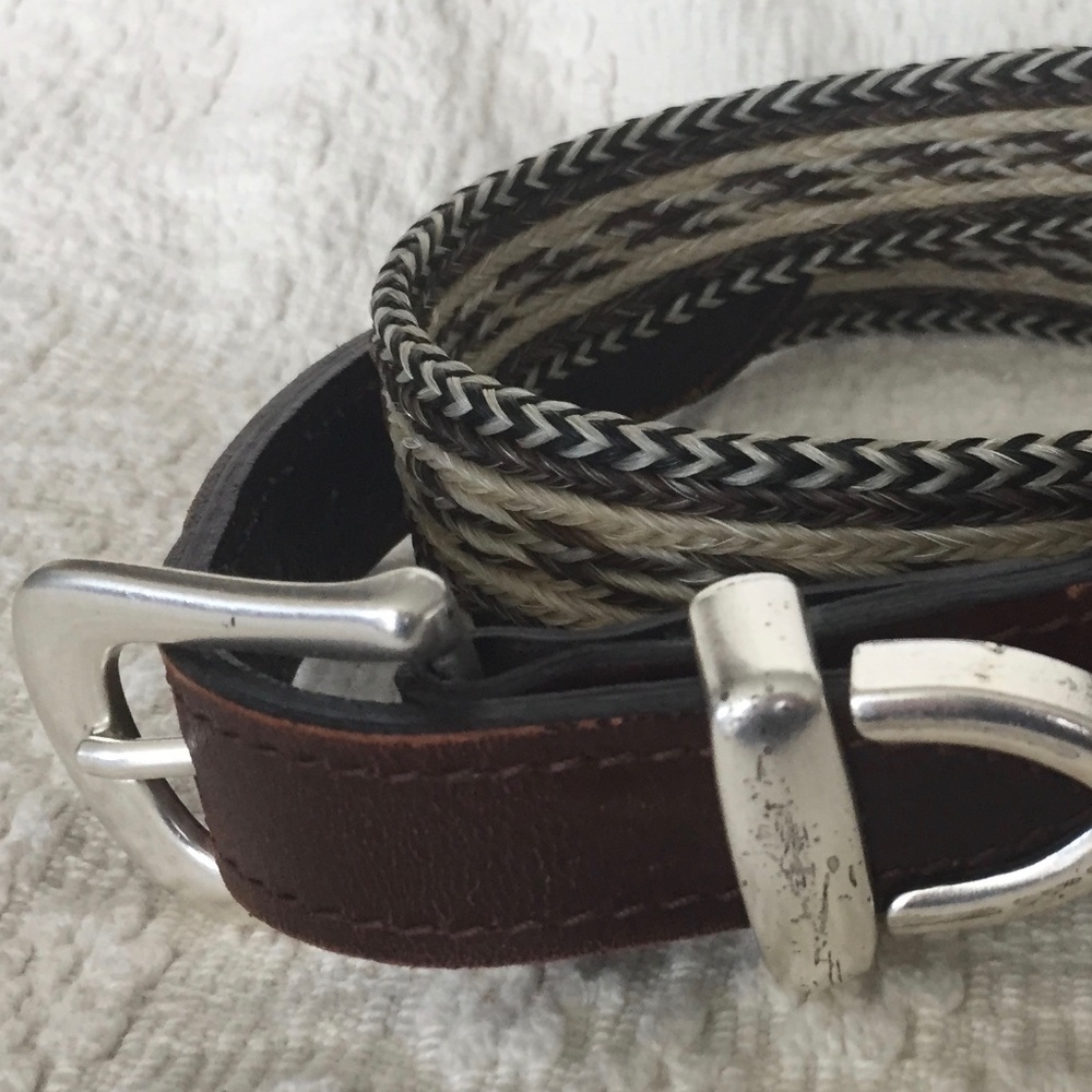 Horsehair belt with silver plated buckle